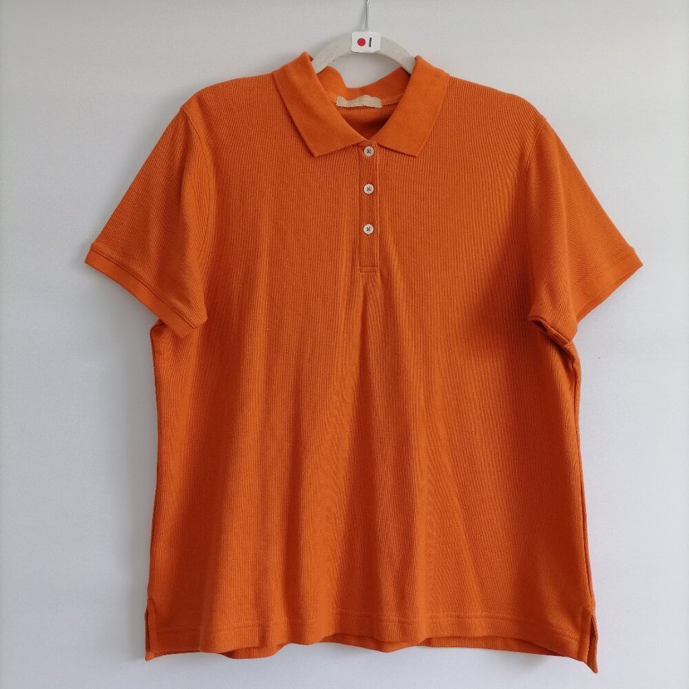 NWT Kate Hill Mens Orange Everyday Comfy Spread Collared Polo Shirt Size X-Large